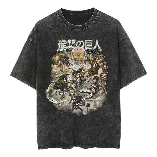 Unisex Anime Inspired Vintage Washed T-Shirt丨Attack on Titan