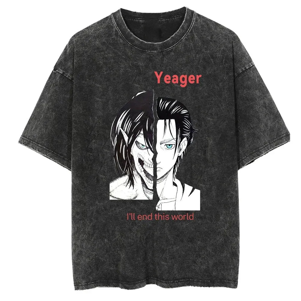 Unisex Anime Inspired Vintage Washed T-Shirt丨Attack on Titan