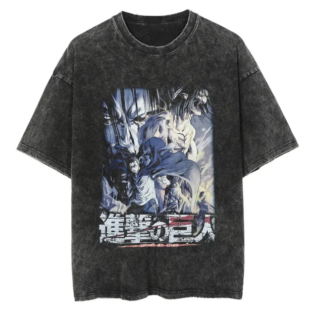 Unisex Anime Inspired Vintage Washed T-Shirt丨Attack on Titan