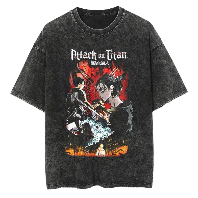 Unisex Anime Inspired Vintage Washed T-Shirt丨Attack on Titan