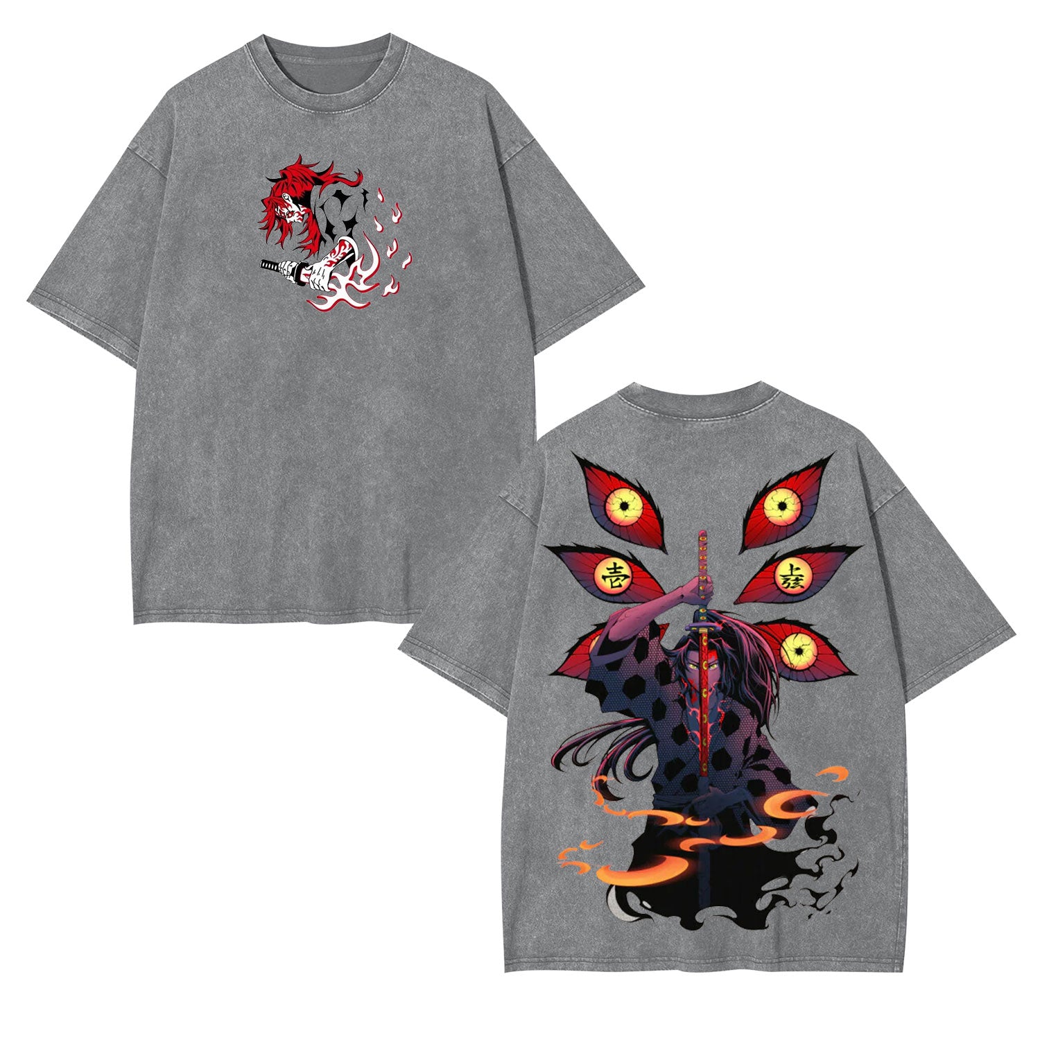Unisex Anime Inspired Vintage Washed T-Shirt丨Demon Slayer