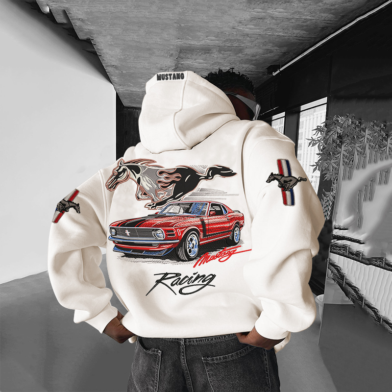 Casual Loose Racing Print Hoodie