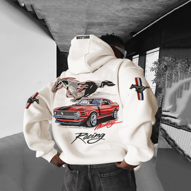 Casual Loose Racing Print Hoodie