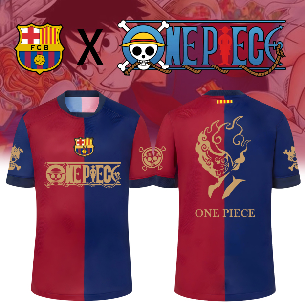 Unisex Retro T-shirt | Barcelona x One Piece