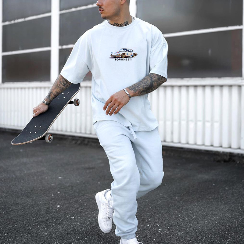 Men's Car Printed Short Sleeve Casual T-Shirt