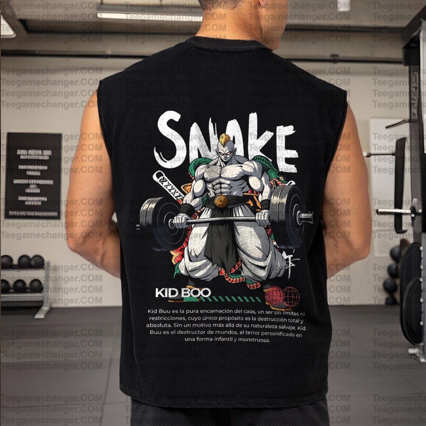 Oversized Anime Print Gym Tank Top