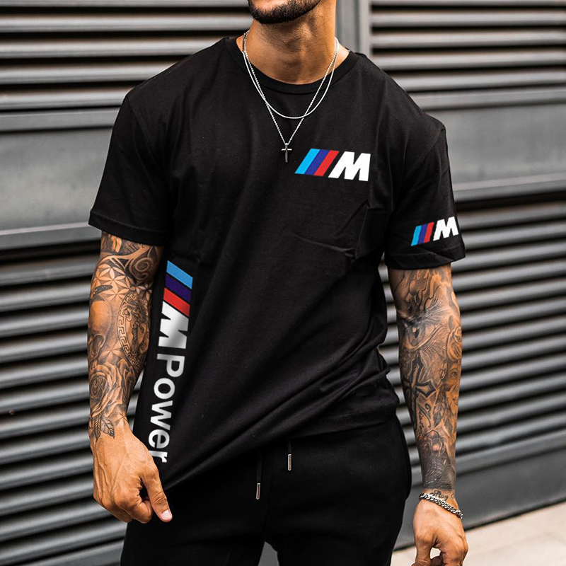 Men's Racing Letter Printed Simple T-shirt