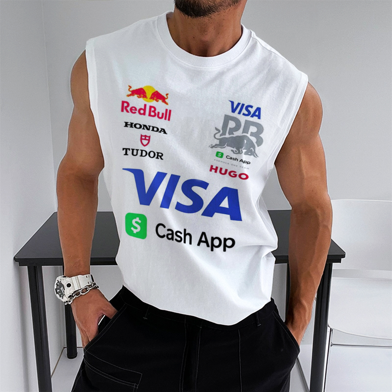 Men's Racing Club Fitness Casual Sleeveless Tank