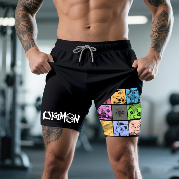 Unisex "Digimon" Anime Style Retro Shorts