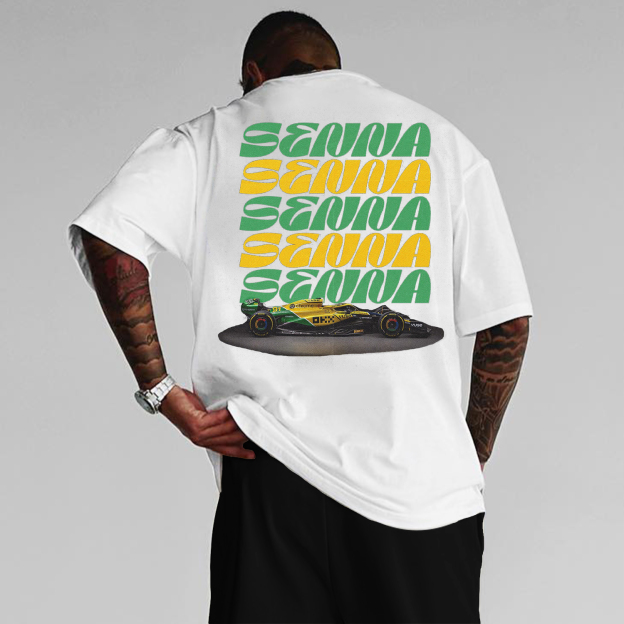 Cool Letter Racing Printed T-shirt