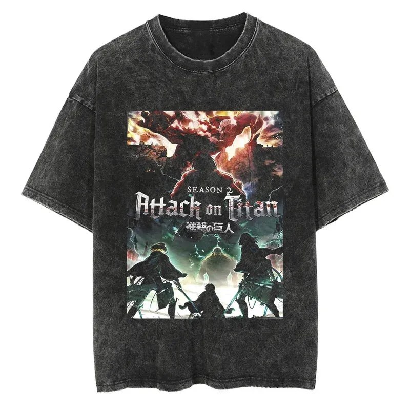 Unisex Anime Inspired Vintage Washed T-Shirt丨Attack on Titan