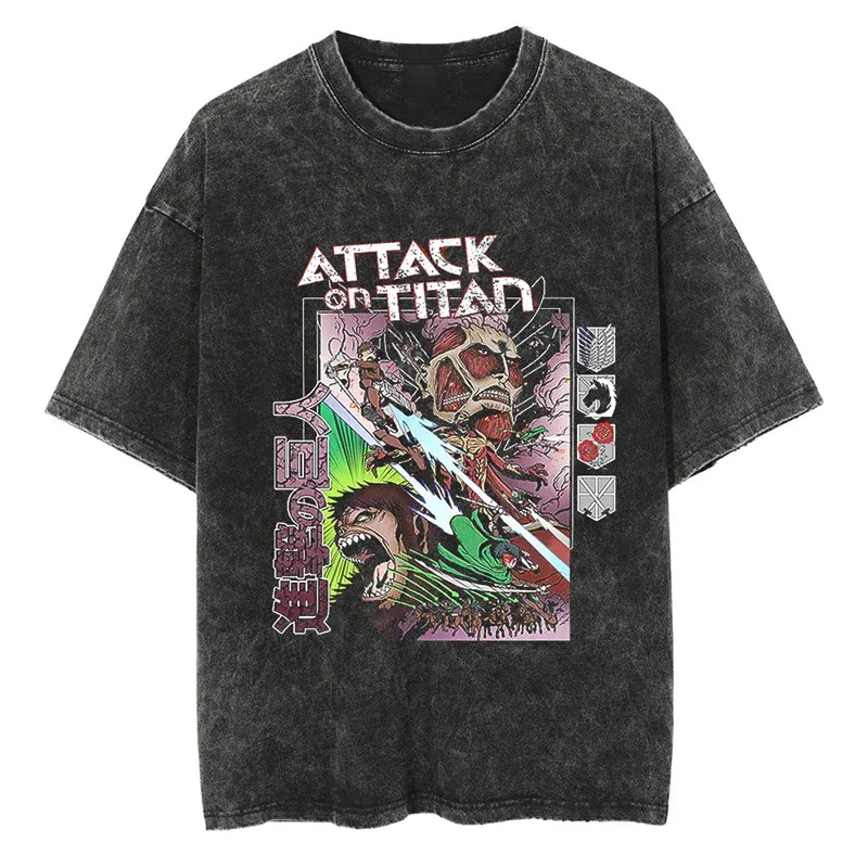 Unisex Anime Inspired Vintage Washed T-Shirt丨Attack on Titan