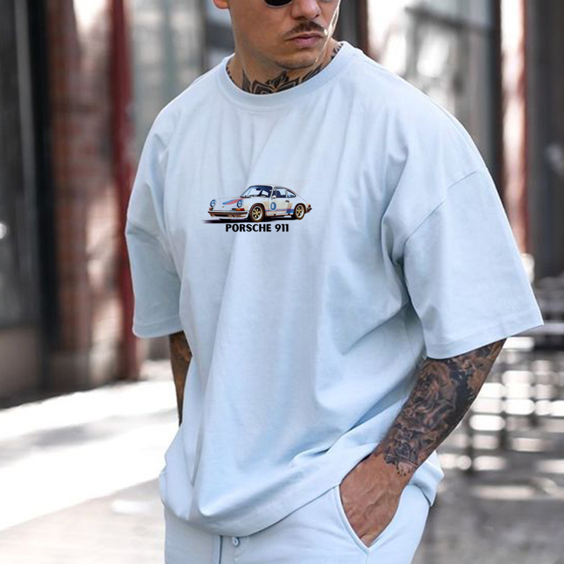 Men's Car Printed Short Sleeve Casual T-Shirt