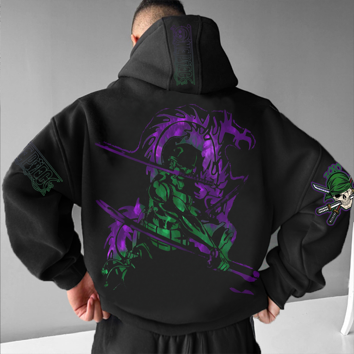 Unisex Anime Print Embroidered Casual Oversized Hoodie