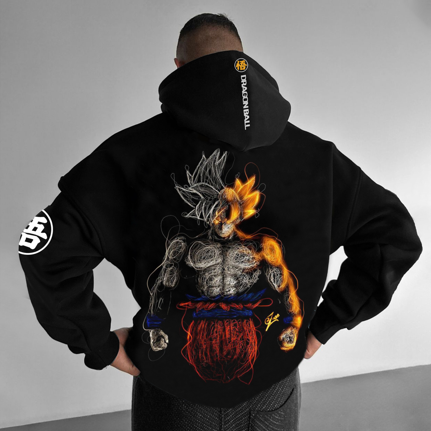 Unisex Anime Print Embroidered Casual Oversized Hoodie