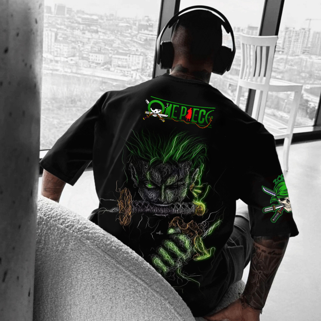 Unisex Casual Anime Print T-shirt Roronoa Zoro T-shirt