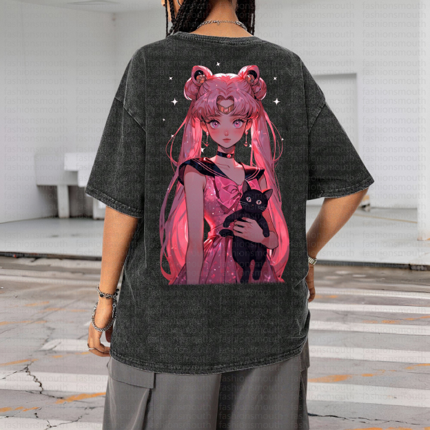 "Sailor Moon" Anime Vintage High Quality Washed T-Shirt
