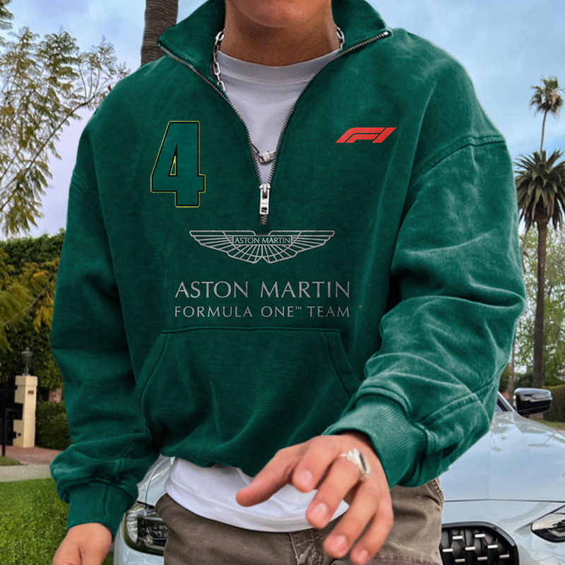 Men's Oversized Hoodie Racing Print Green