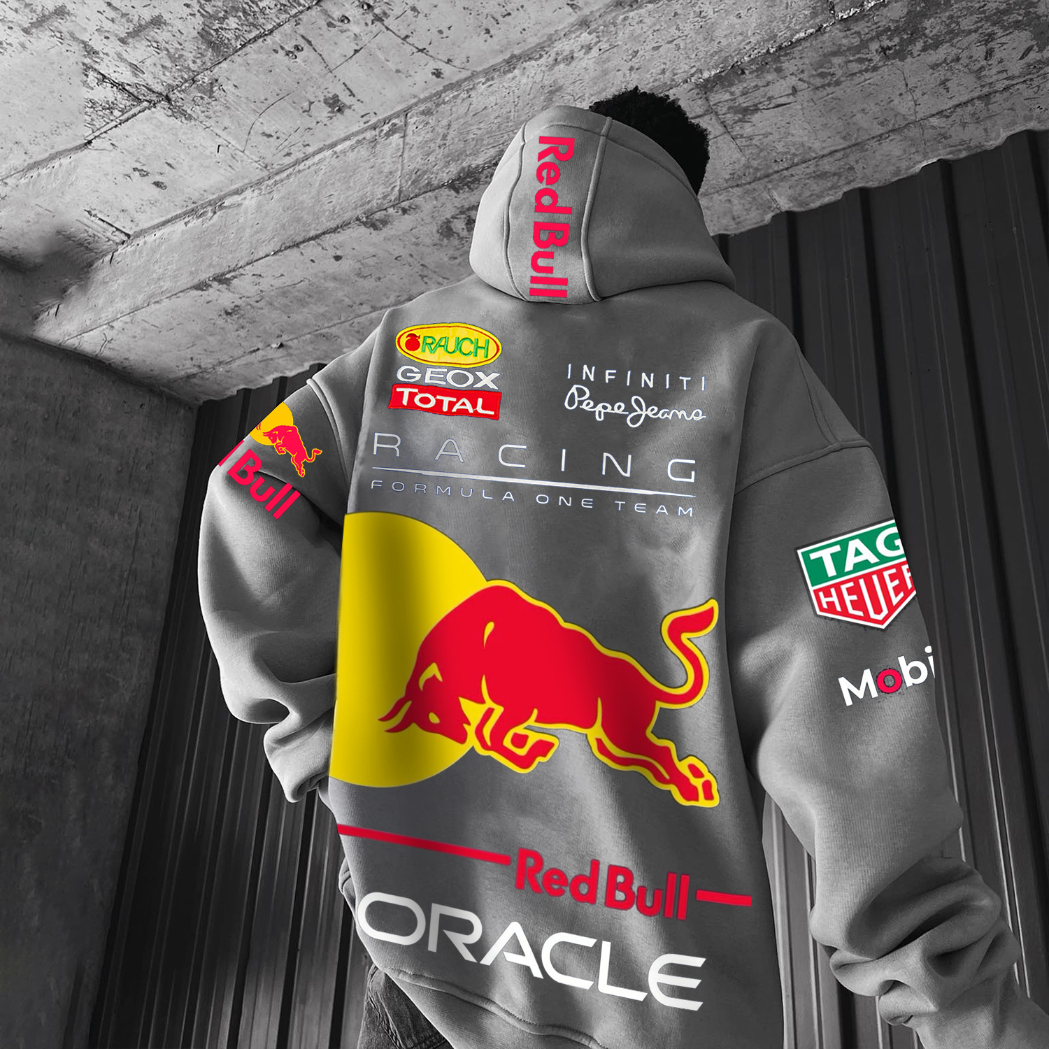Men's Casual Racing Print Oversized Hoodie