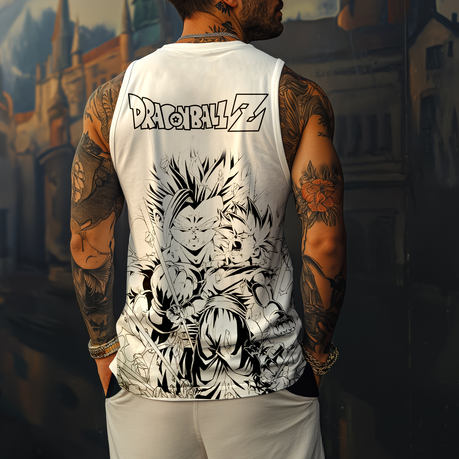 Casual Dragon Ball Comic Style Printed Tank Top