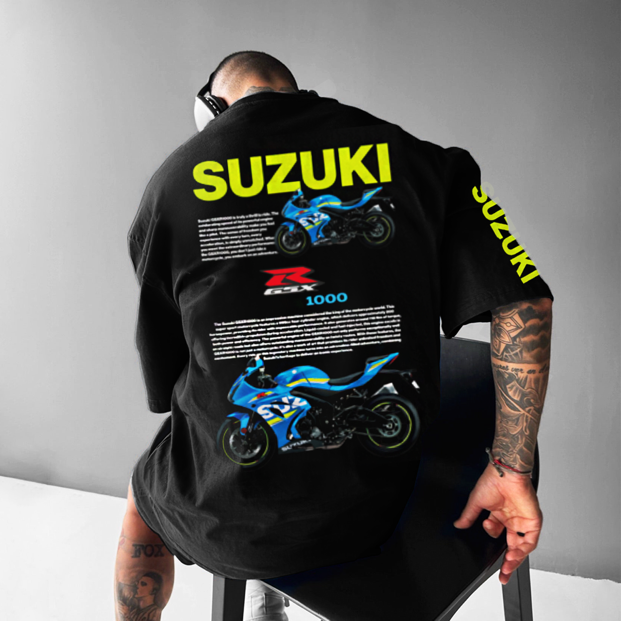 Unisex Motorcycle Printed Oversized T-shirt
