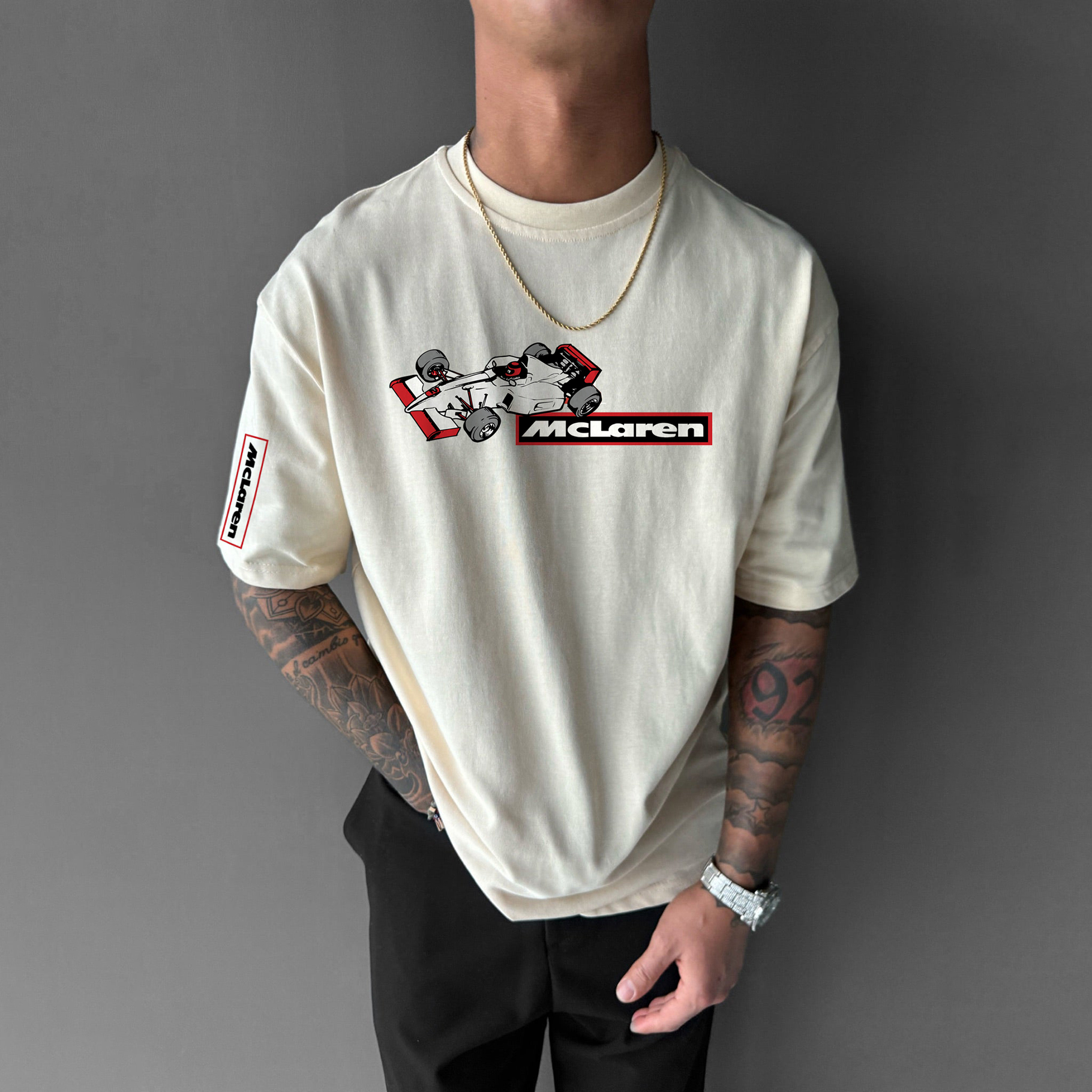 Unisex Casual Racing Print T-shirt