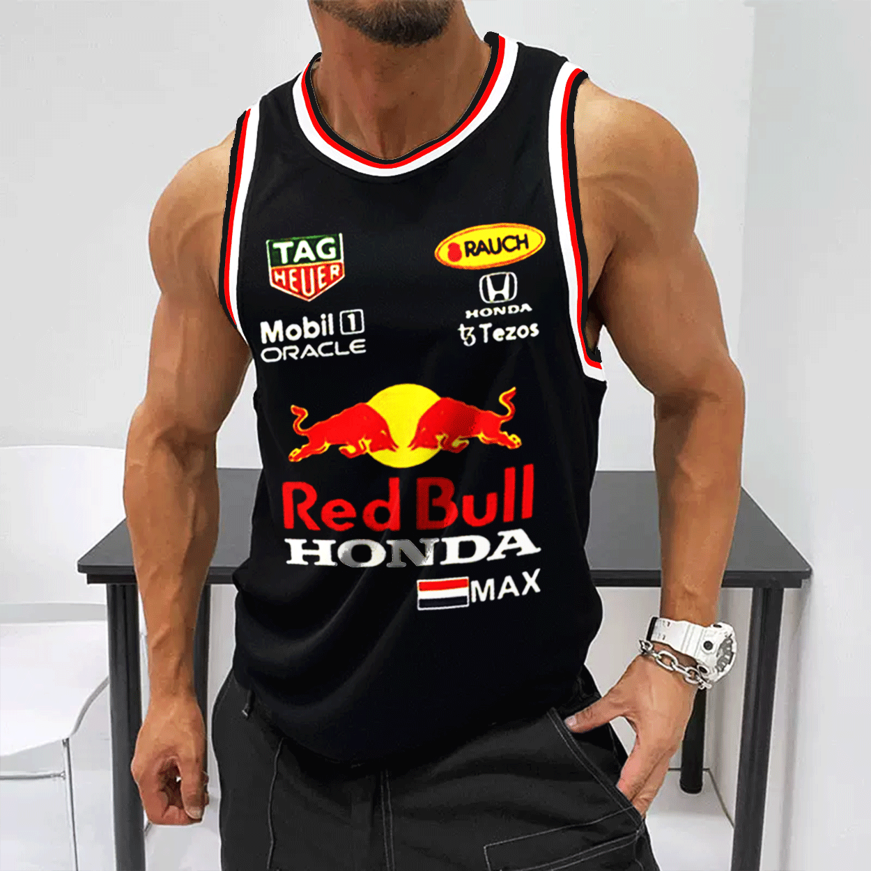 Men's Racing Team Print Casual Tank