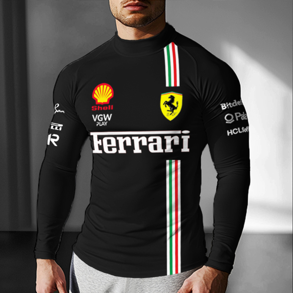 Unisex Couple Racing Print Slim Fit Compression Long Sleeve T-Shirt