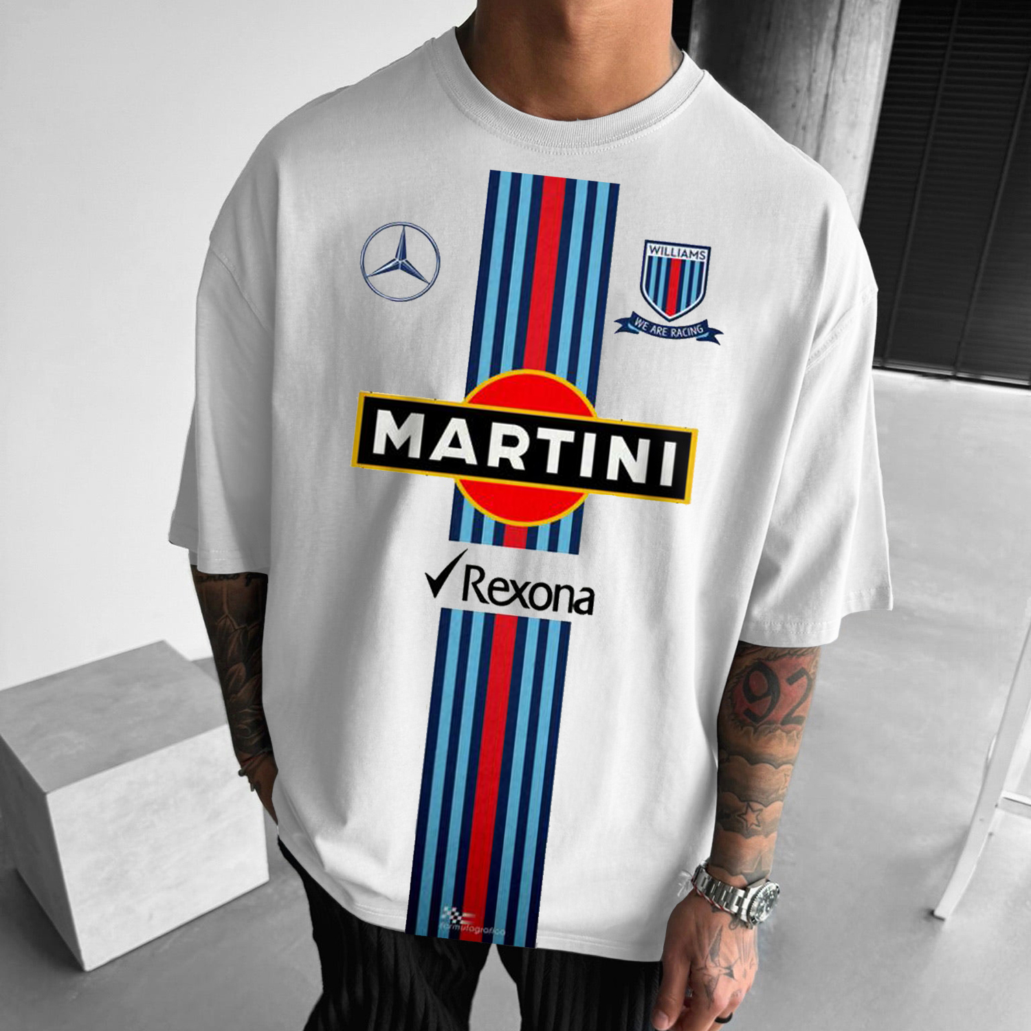 Men's Loose Racing Letter Printed T-shirt