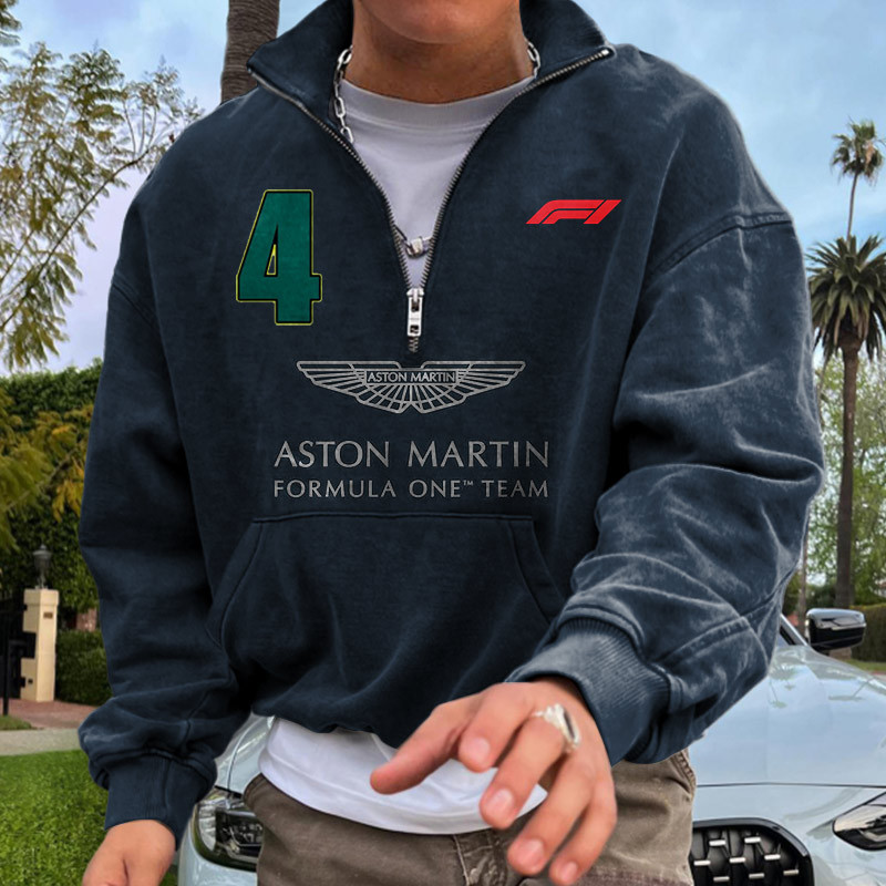 Men's Oversized Hoodie Racing Print Green