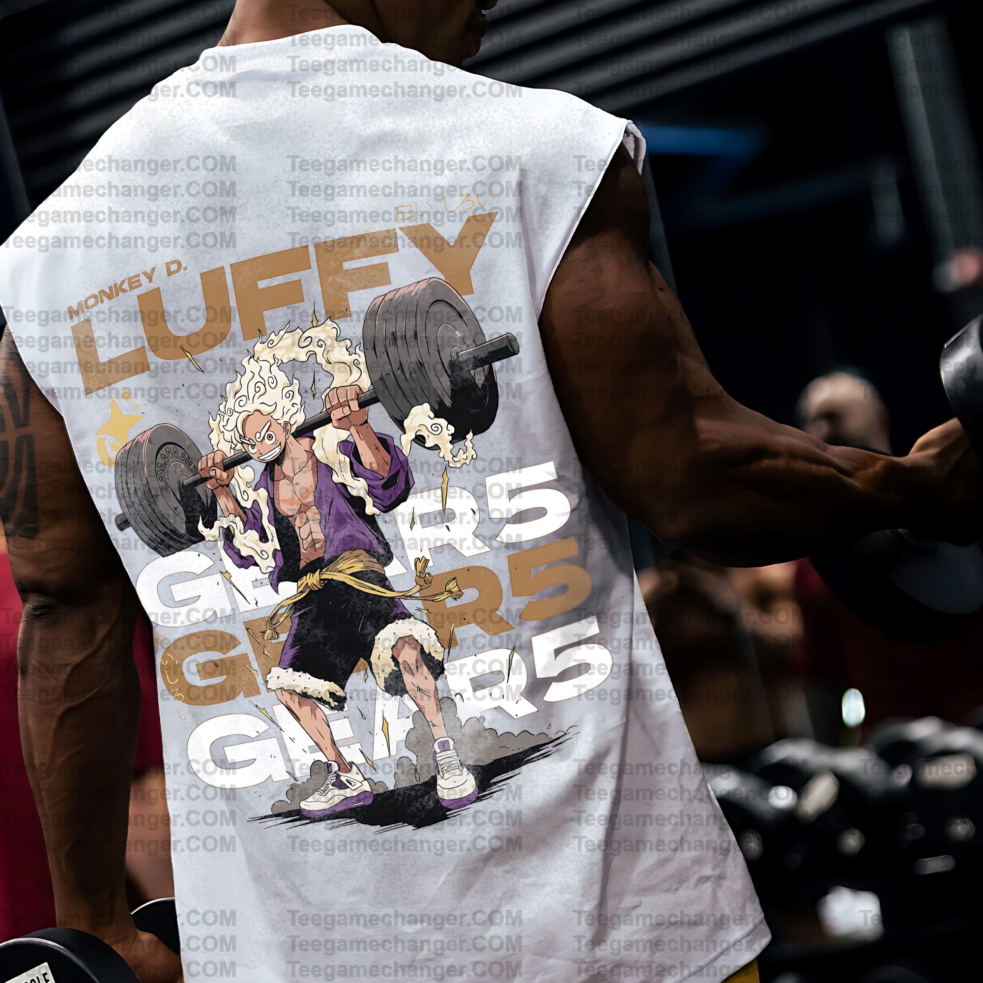 Oversized Anime Print Gym Tank Top