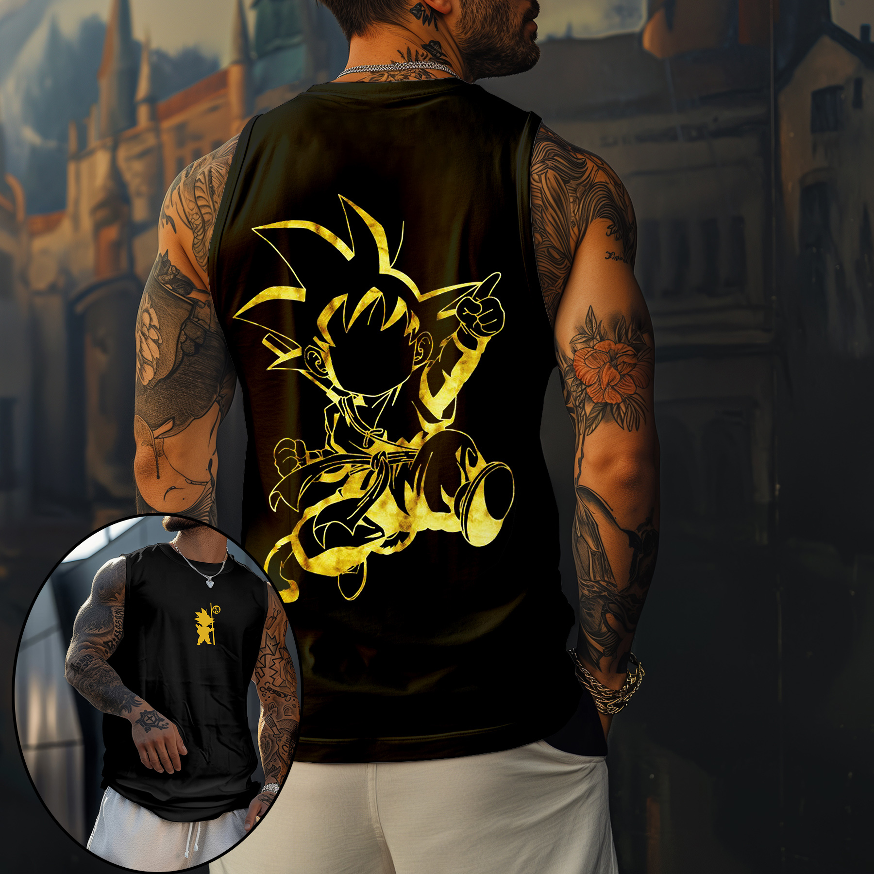 Oversize Dragon Ball Goku Print Tank Top