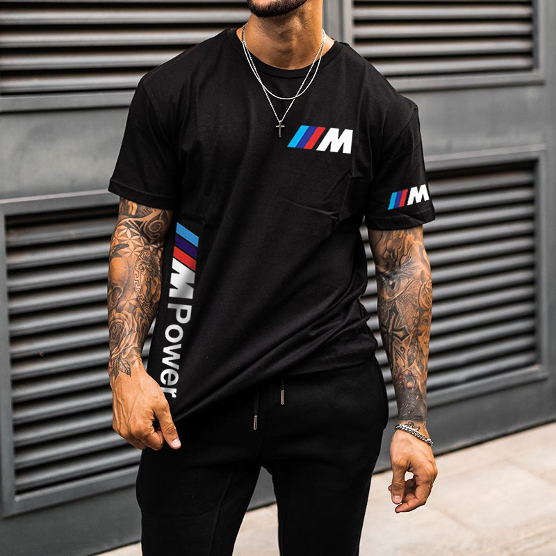 Men's Racing Letter Printed Simple T-shirt