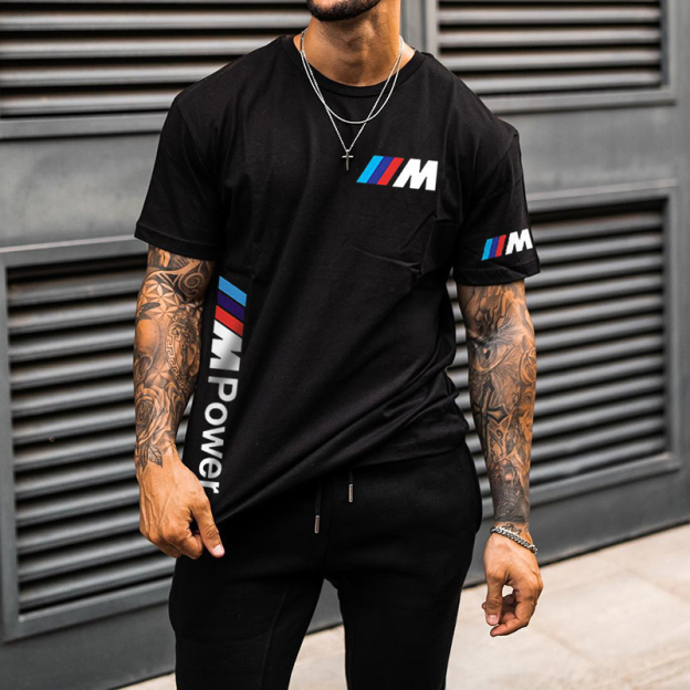 Men's Racing Letter Printed Simple T-shirt