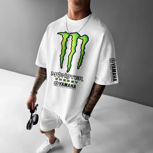 Unisex Casual Oversized Racing Print T-Shirt