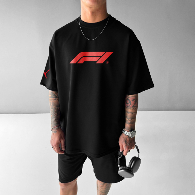 Unisex Casual Oversized Racing Print T-Shirt