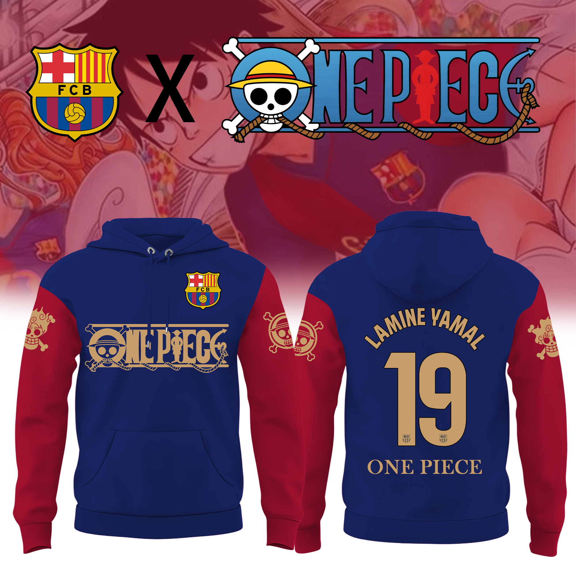 Unisex Retro Hoodie丨Barcelona x One Piece