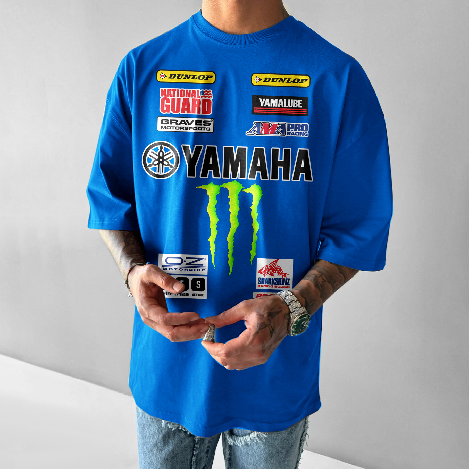 Unisex Casual Oversized Racing Print T-Shirt