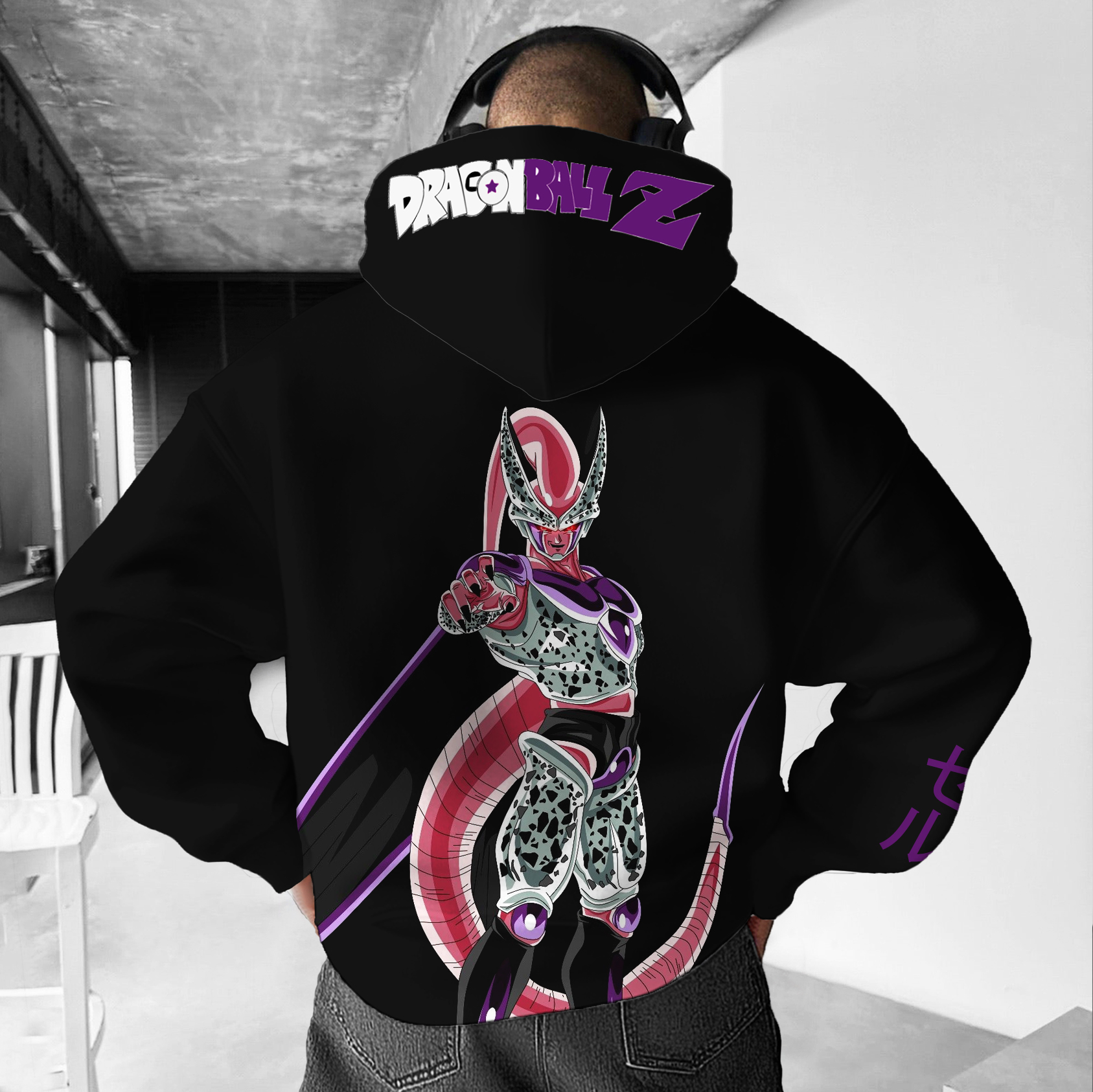 Unisex Anime Print Oversized Harem Hoodie-Teegamechanger