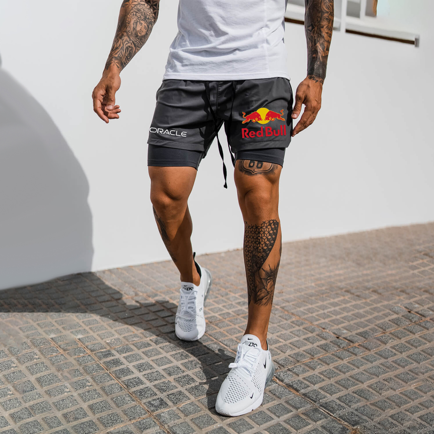 Men's Print Double Layer Sports Shorts