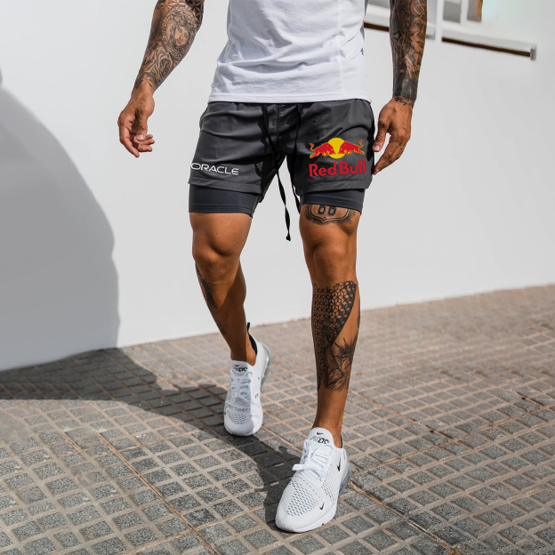 Men's Print Double Layer Sports Shorts