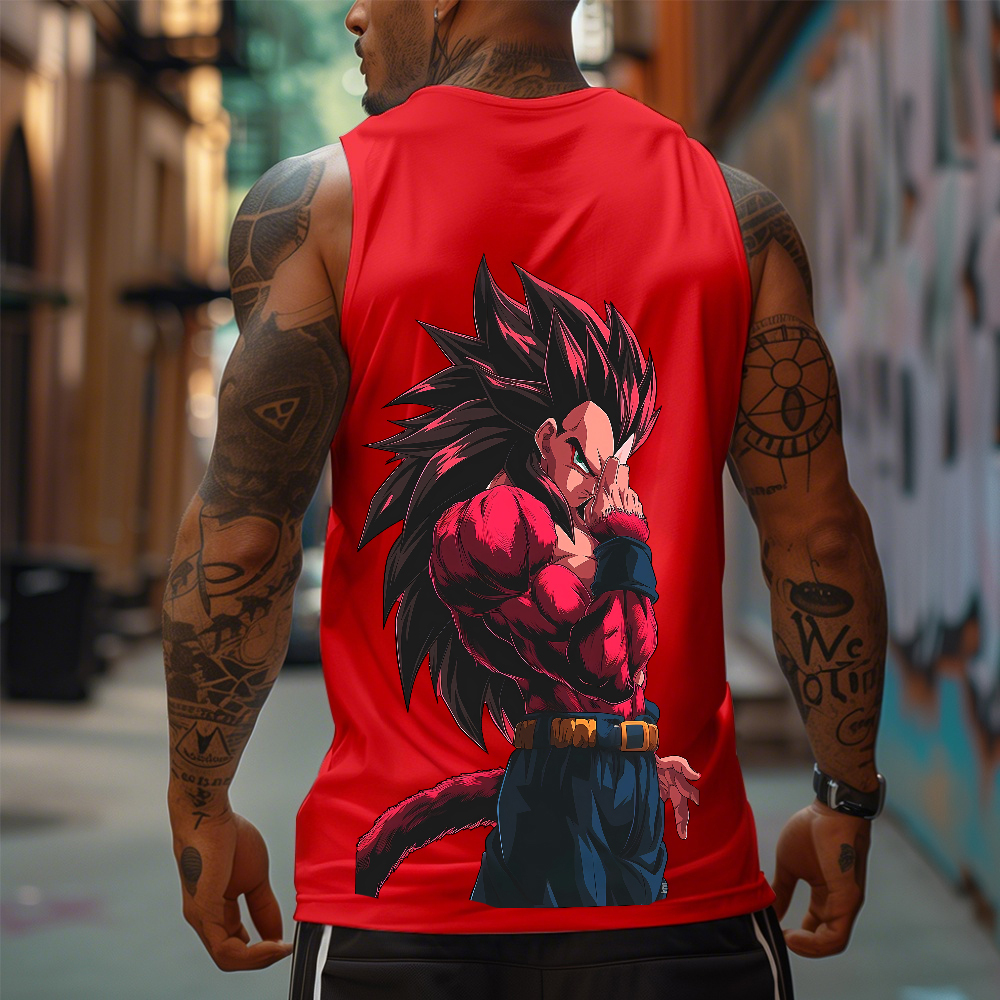 Oversized Anime Print Gym Tank Top