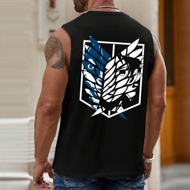 Casual Anime Print Fitness Tank Top