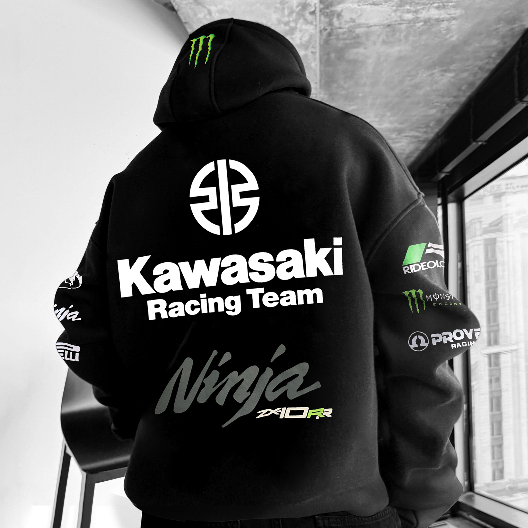 Oversize Racing Graphic Print Hoodie