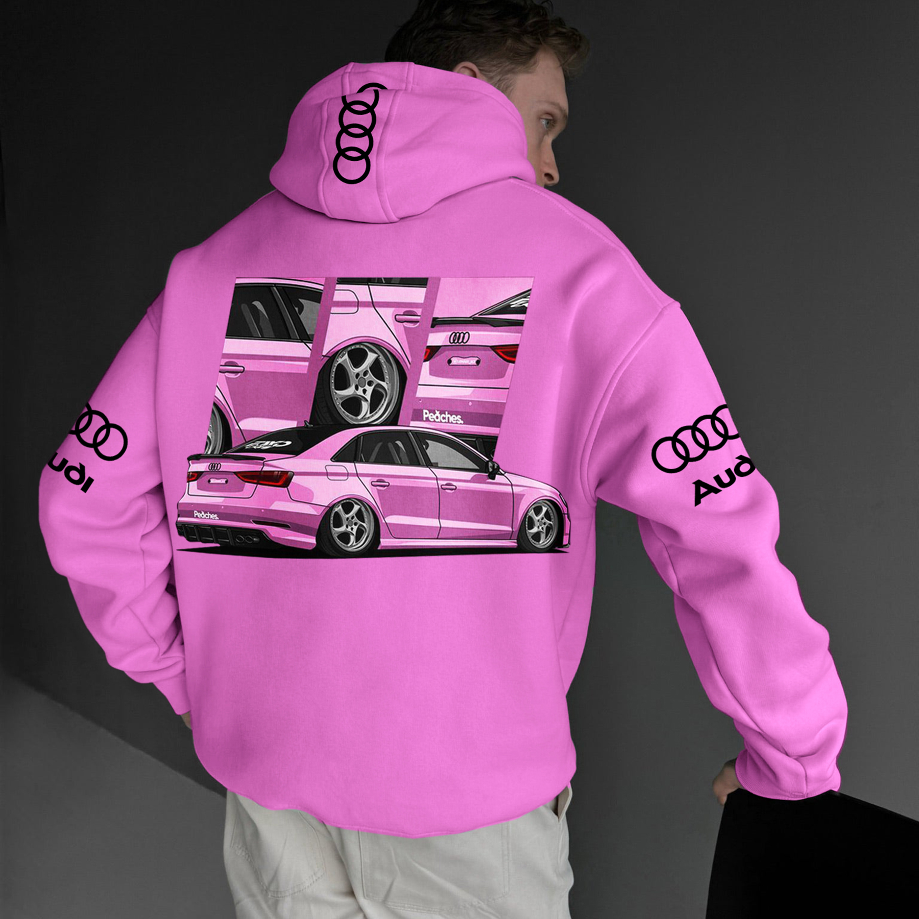 Oversize Sports Car Audi Print Hoodie