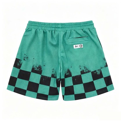 DEMON SLAYER TANJIRO MESH SHORTS (GREEN)