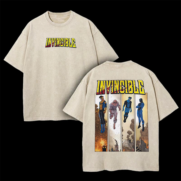 Invincible Printed Unisex Washed T-Shirt