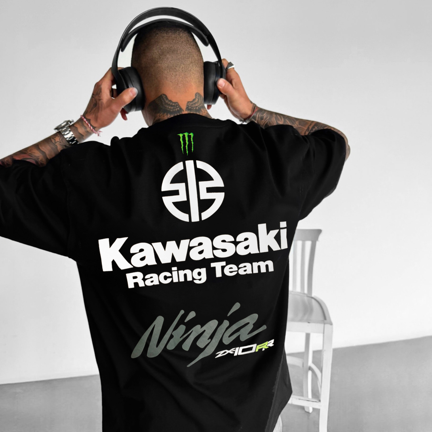 Unisex Casual Oversized Motorcycle Racing Print T-Shirt