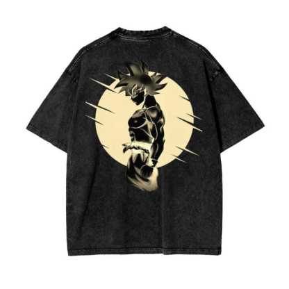 Anime 【Dragon Ball】 Character Collection "Son Goku" Pattern Printed Washed T-shirt