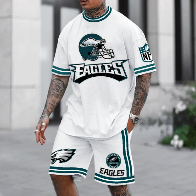 Unnisex American Football Team Print T-shirt And Shorts Set